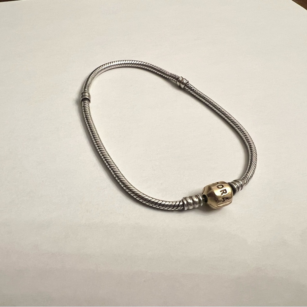 Pandora 14K Gold clasp two tone bracelet 8.3” size